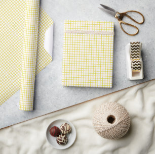 Trellis Golden Yellow - White Wrapping Paper