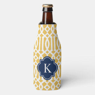 Trellis in Navy & Yellow   Bottle Cooler
