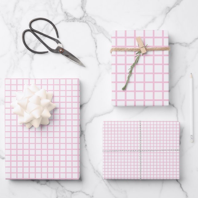 Trellis Light Pink - White Wrapping Paper Sheet (Front)