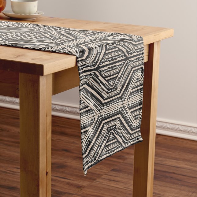 Trellis Modern Stripe Squares and Diamonds Long Table Runner (In Situ)