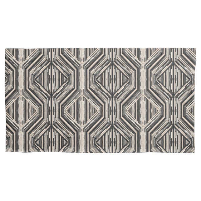 Trellis Modern Stripe Squares and Diamonds Pillowcase (Front-Left)