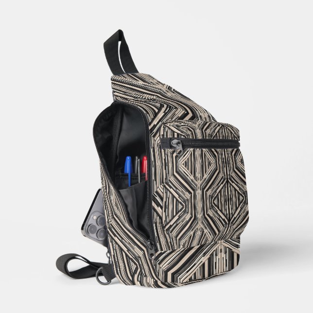 Trellis Modern Stripe Squares and Diamonds Sling Bag (Open)