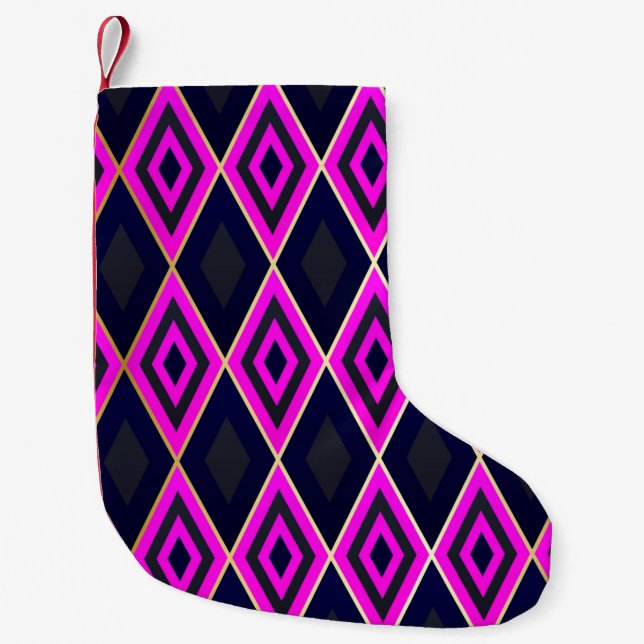 Trellis rhombus shapes geometric seamless pattern small christmas stocking (Front)