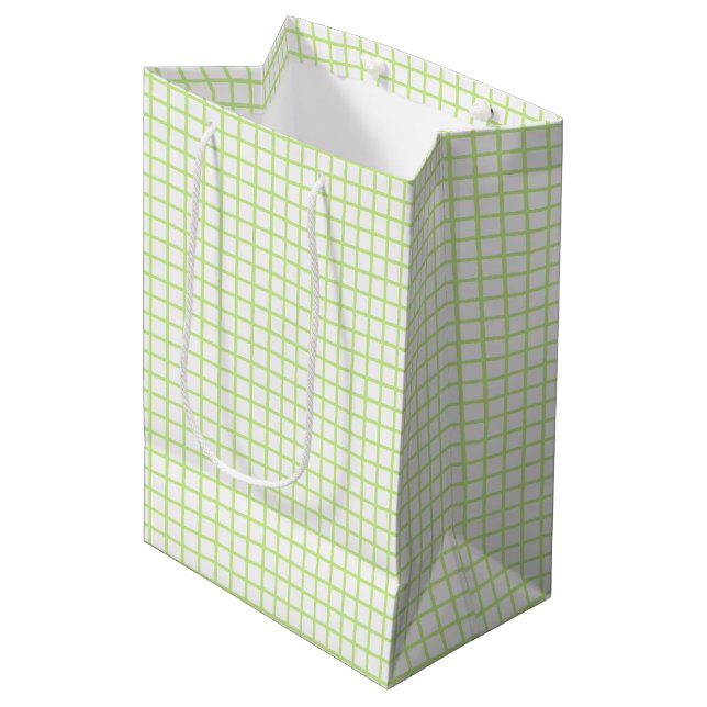 Trellis Spring Green - White Medium Gift Bag (Front Angled)