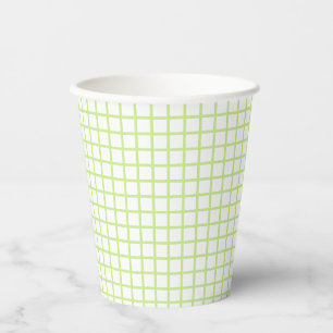 Trellis Spring Green- White Paper Cups