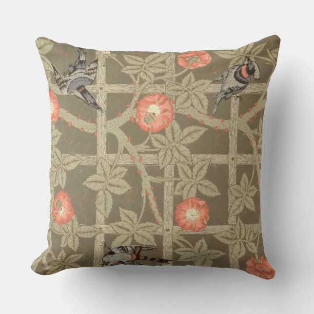 Trellis wallpaper design with a bottle green backg cushion (Front)