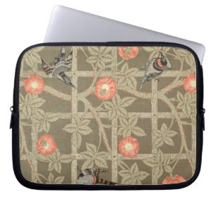Trellis wallpaper design with a bottle green backg laptop sleeve