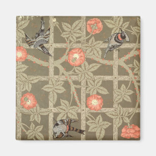 Trellis wallpaper design with a bottle green backg magnet