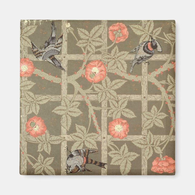 Trellis wallpaper design with a bottle green backg magnet (Front)