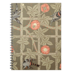 Trellis wallpaper design with a bottle green backg spiral notebook