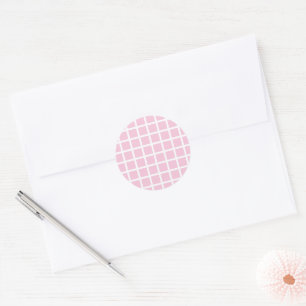 Trellis White - Light Pink Classic Round Sticker