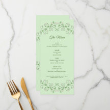 Trellis White Vine Heart on Mint Flat Menu