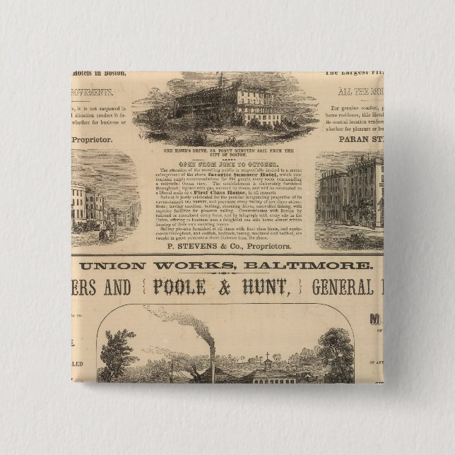 Tremont House, Boston hotel Nahant House 15 Cm Square Badge (Front)