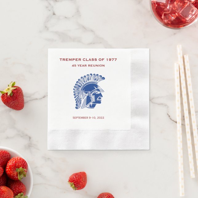 Tremper Trojan Reunion Graduation Blue Red  Napkin (Insitu)