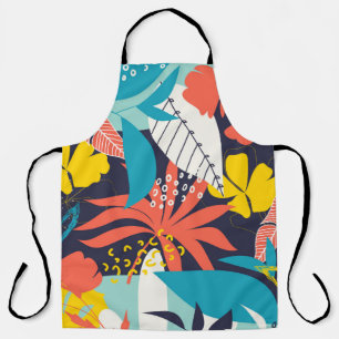 Trend abstract pattern with bright tropical leaves apron