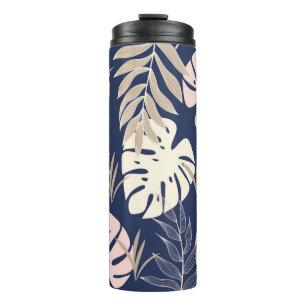 Trend abstract seamless pattern with tropical leav thermal tumbler