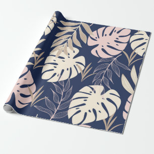 Trend abstract seamless pattern with tropical leav wrapping paper