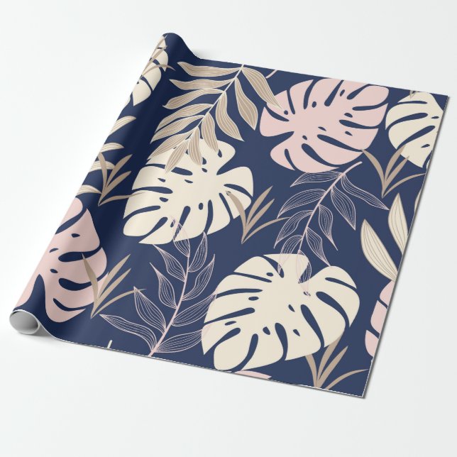 Trend abstract seamless pattern with tropical leav wrapping paper (Unrolled)