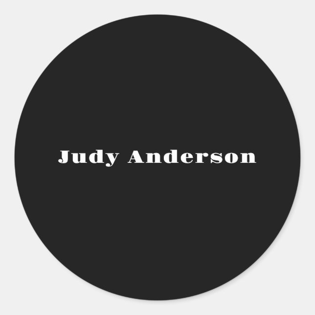 Trend Black Bold Professional Plain Modern Elegant Classic Round Sticker (Front)