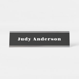 Trend Black Bold Professional Plain Modern Elegant Desk Name Plate