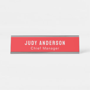 Trend Bright Red Professional Plain Modern Elegant Desk Name Plate