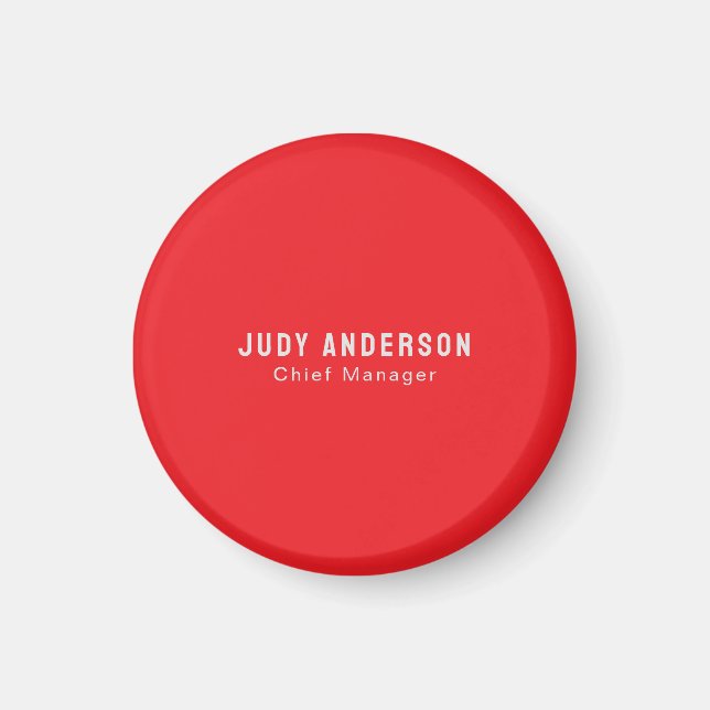 Trend Bright Red Professional Plain Modern Elegant Magnet (Front)