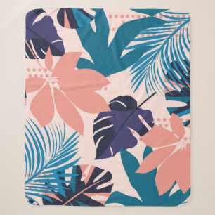 Trend bright seamless pattern with colorful tropic sherpa blanket