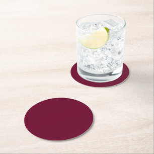 Trend Color Dark Burgundy Round Paper Coaster