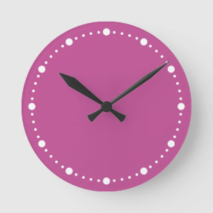 Trend Colour - Berry Pink White Dots Round Clock