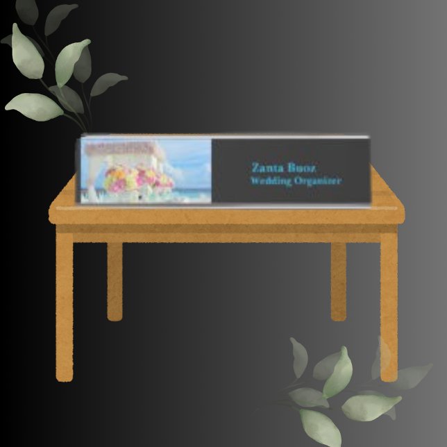Trend Colour Black Wedding Organiser  Desk Name Plate (Creator Uploaded)