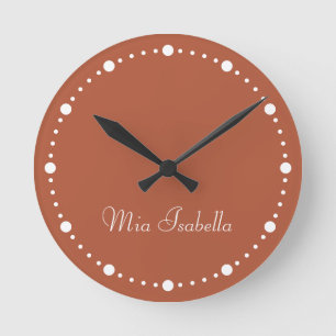 Trend Colour Burnt Copper White Dots Round Clock