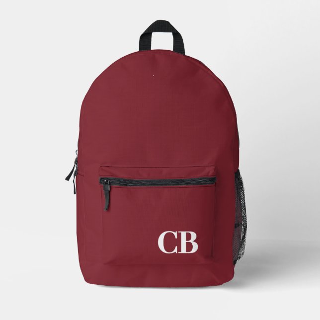 Trend Colour  Crimson Red Monogram Printed Backpac Backpack (Front)