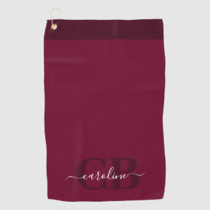 Trend Colour - Dark Burgundy Script Golf Towel