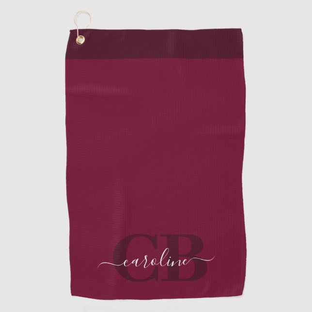 Trend Colour - Dark Burgundy Script Golf Towel (Front)