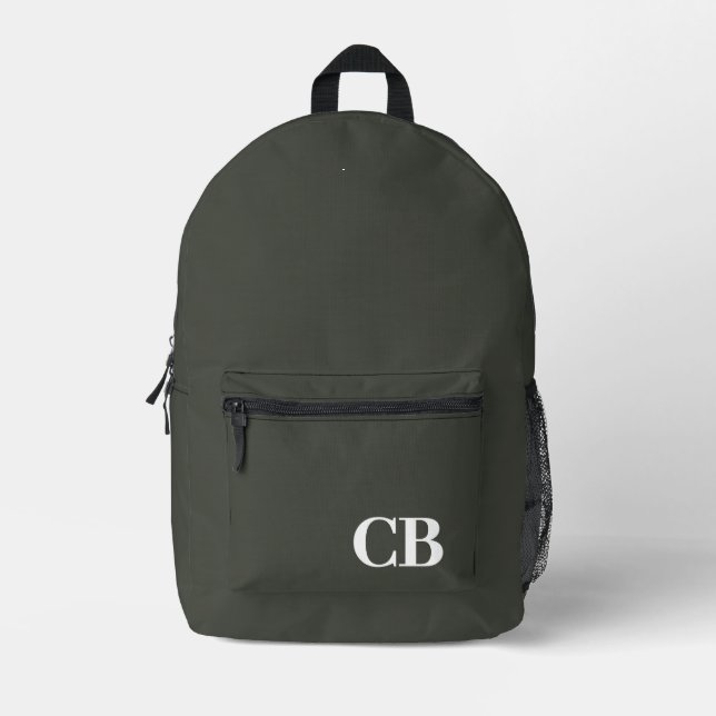 Trend Colour - Dark Forest Grey Monogram Backpack (Front)