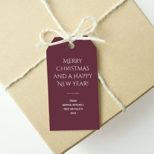 Trend Colour Dark Red Wine Minimalist  Gift Tags