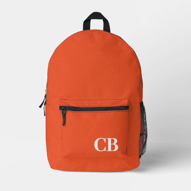 Trend Colour - Flame Red Monogram Printed Backpack (Front)