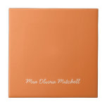 Trend Colour - Fresh Tangerine Ceramic Tile<br><div class="desc">Introducing the vibrant spring shade: Fresh Tangerine. Elevate your home decor with our modern and stylish ceramic tile, featuring a customisable name in a charming handwritten font. Its elegant and minimalist design in solid colours exudes timeless appeal, making it perfect for personal use or as a thoughtful gift for friends,...</div>