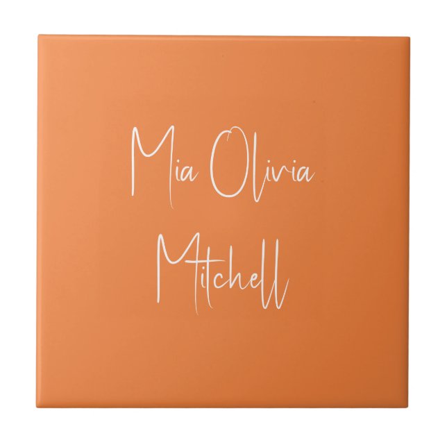 Trend Colour Fresh Tangerine Name Ceramic Tile (Front)