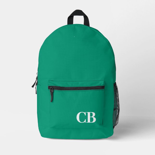 Trend Colour - Jade Green Monogram Printed Backpac Backpack (Front)