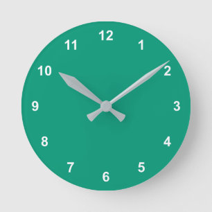 Trend Colour - Jade Green Round Clock With Numbers