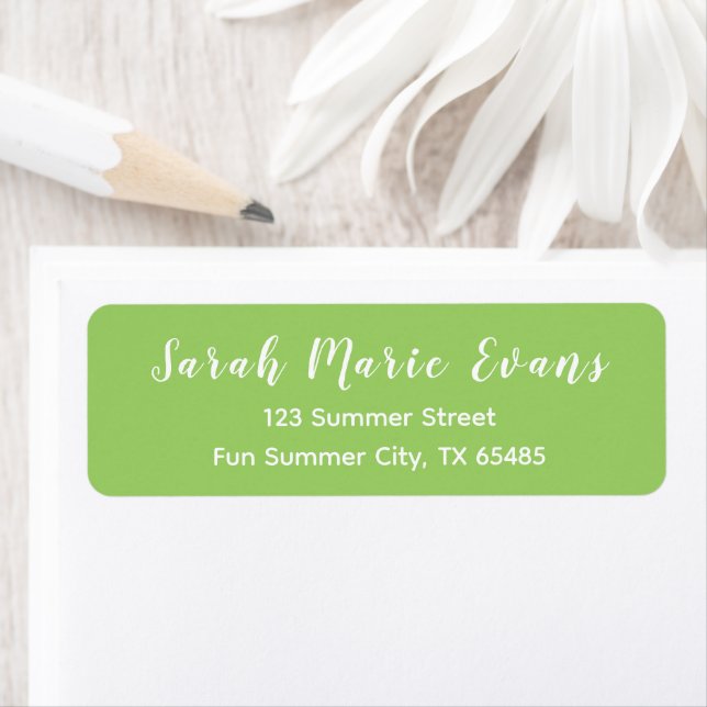 Trend Colour - Kiwi Green Return Address Labels (Insitu)