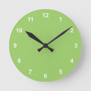 Trend Colour - Kiwi Green Round Clock With Numbers