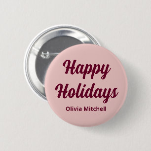 Trend Colour Light Pink Happy Holidays Button