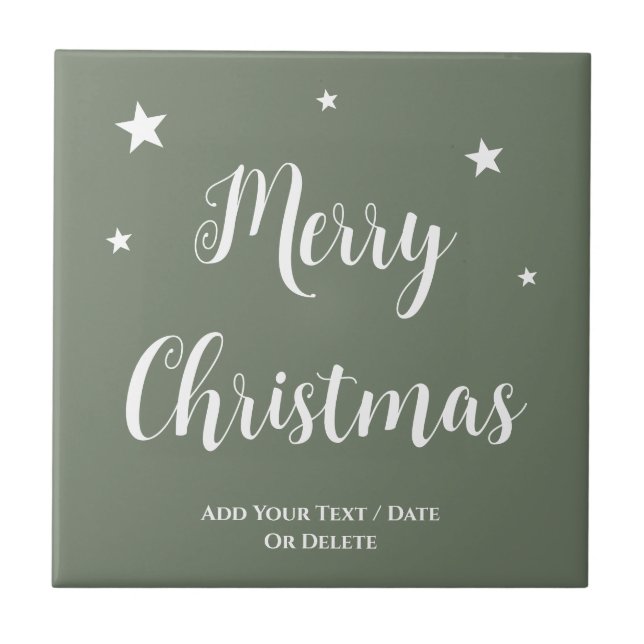 Trend Colour Muted Greenish Grey Christmas Tile (Front)