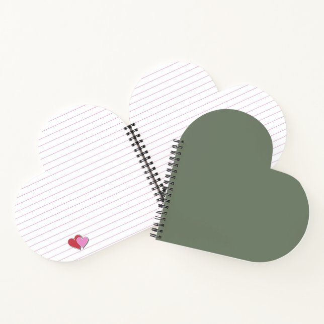 Trend Colour - Muted Greenish Grey Heart Notebook (Inside)
