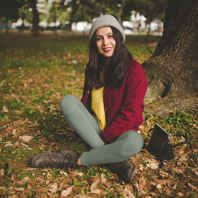 Trend Colour Muted Greenish Grey Leggings (Creator Uploaded)