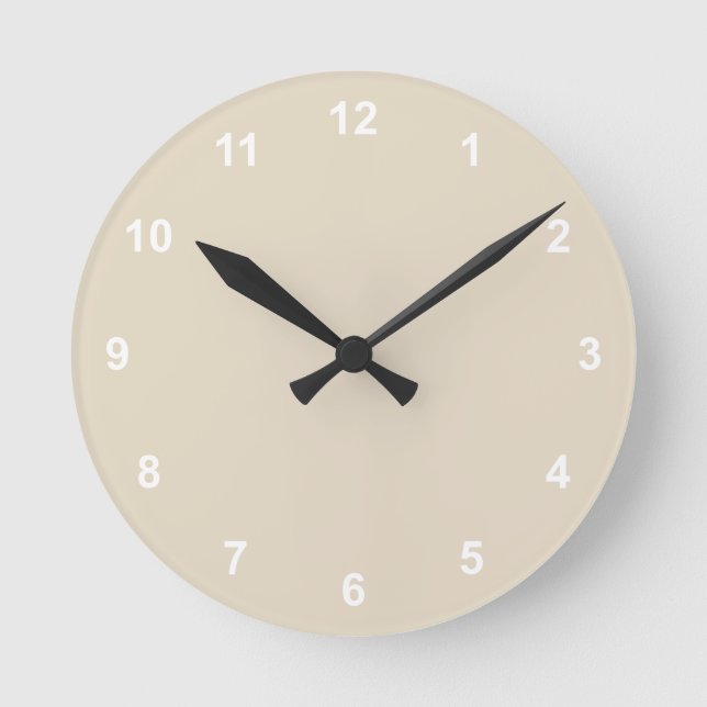 Trend Colour Natural Beige Round Clock With Number (Front)