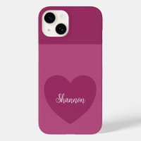 Trend Colour Pink Purple Heart & Name Minimalist