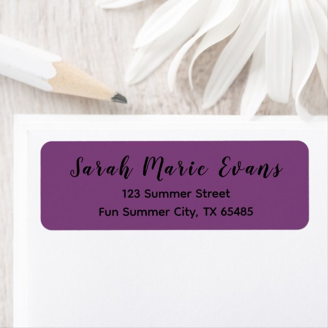 Trend Colour - Plum Purple Return Address Labels (Insitu)